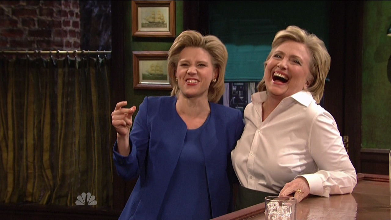 Miley Cyrus hosts the 41st season premiere of NBC's 'Saturday Night Live'. Democratic Nominee Hillary Clinton pops in a sketch on SNL playing a Bartender and doing an impression of Republican Nominee Donald Trump.Featuring: Hillary Clinton, Kate McKinnonWhere: United StatesWhen: 03 Oct 2015Credit: Supplied by WENN.com**WENN does not claim any ownership including but not limited to Copyright, License in attached material. Fees charged by WENN are for WENN's services only, do not, nor are they intended to, convey to the user any ownership of Copyright, License in material. By publishing this material you expressly agree to indemnify, to hold WENN, its directors, shareholders, employees harmless from any loss, claims, damages, demands, expenses (including legal fees), any causes of action, allegation against WENN arising out of, connected in any way with publication of the material.**