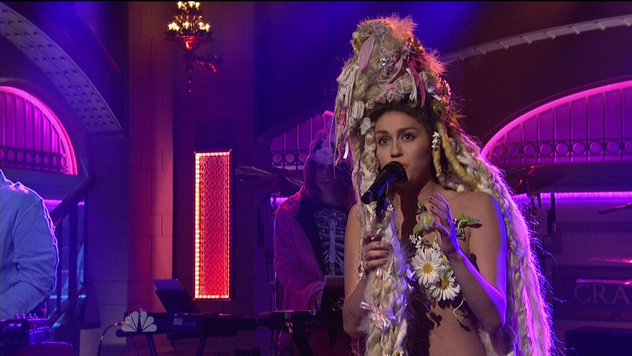 Miley Cyrus hosts the 41st season premiere of NBC's 'Saturday Night Live'. Miley Cyrus performers twice as the musical guest. Singing 'Karen don't be sad' and doing a rendition of 'The Twinkle Song' where Miley shed a few tears. Featuring: Miley Cyrus Where: United States When: 03 Oct 2015 Credit: Supplied by WENN.com **WENN does not claim any ownership including but not limited to Copyright, License in attached material. Fees charged by WENN are for WENN's services only, do not, nor are they intended to, convey to the user any ownership of Copyright, License in material. By publishing this material you expressly agree to indemnify, to hold WENN, its directors, shareholders, employees harmless from any loss, claims, damages, demands, expenses (including legal fees), any causes of action, allegation against WENN arising out of, connected in any way with publication of the material.**
